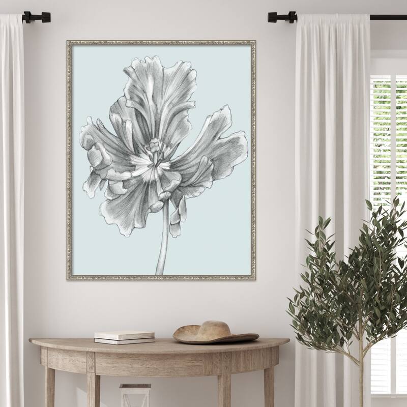 Silvery Blue Tulips No. 3 by Jennifer Goldberger Wood Framed Wall Art Print