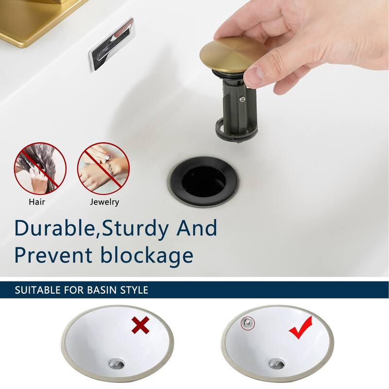Modern Single Handle Single Hole Bathroom Sink Faucet with Pop Up Drain and Supply Line, Waterfall Spout Design