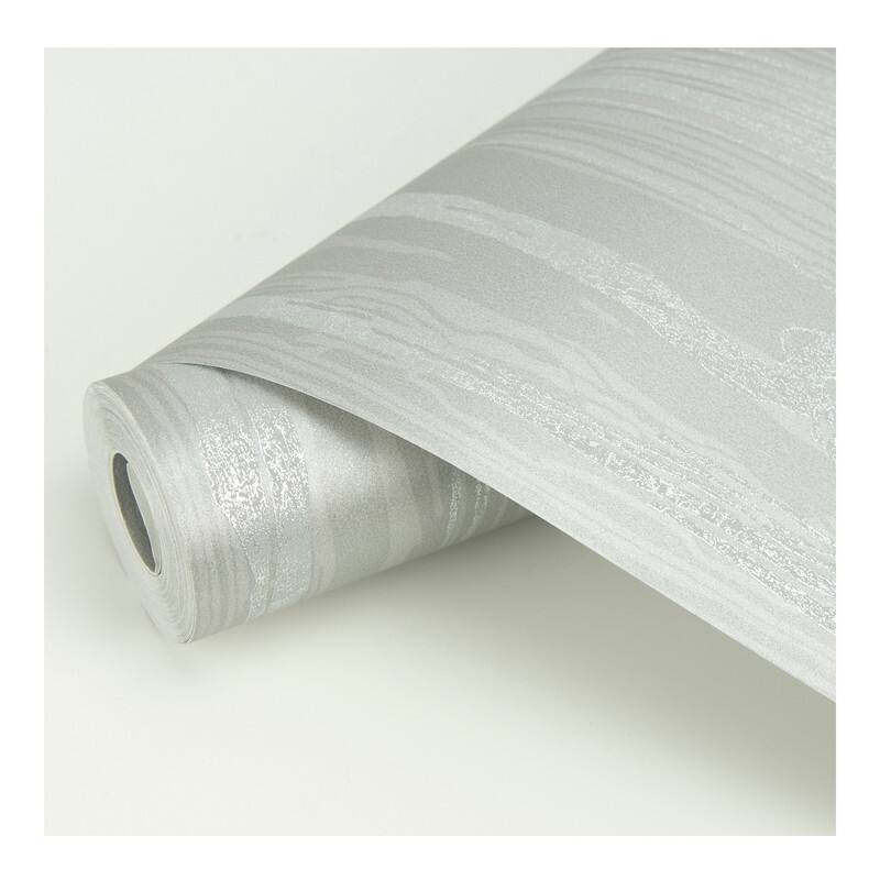 Brewster Nova Silver Faux Wood Wallpaper - 21 x 396 x 0.025