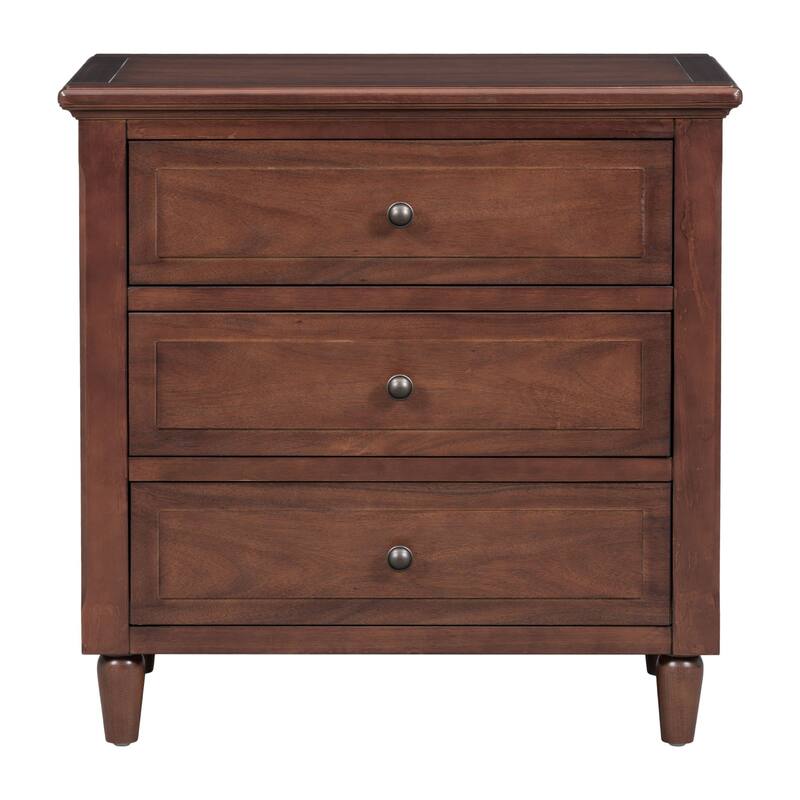 3 Drawer Nightstand Storage Wooden Chest