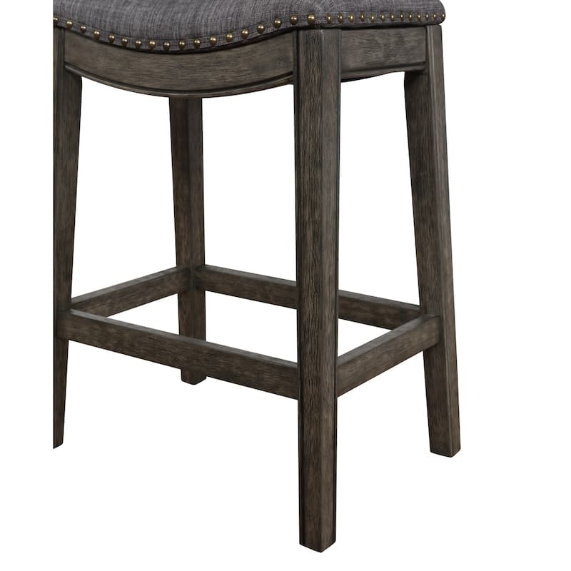 Upholstery Nailheaded Saddle Barstool Set Of 2
