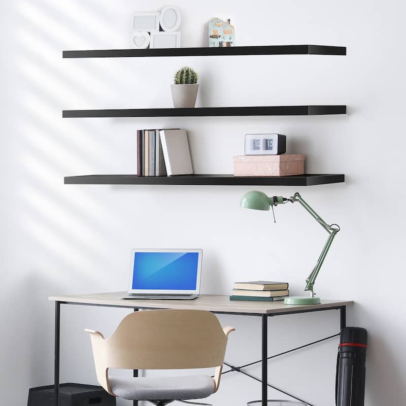 Sorbus Floating Shelves for Wall - 55 Inch Extra-Long Bathroom Shelves- Mounted Floating Shelf with Hidden Brackets (3 Pack)