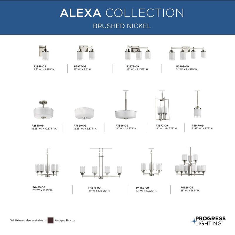 Alexa Collection 9-Light Brushed Nickel Etched Linen With Clear Edge Glass Modern Chandelier Light