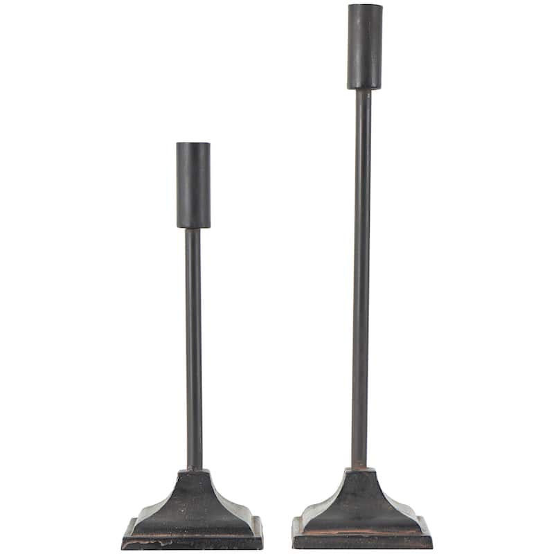 Metal Turned Style Decorative Candle Holder with Tapered Bases - Set of 3 Black - Roche River Decor