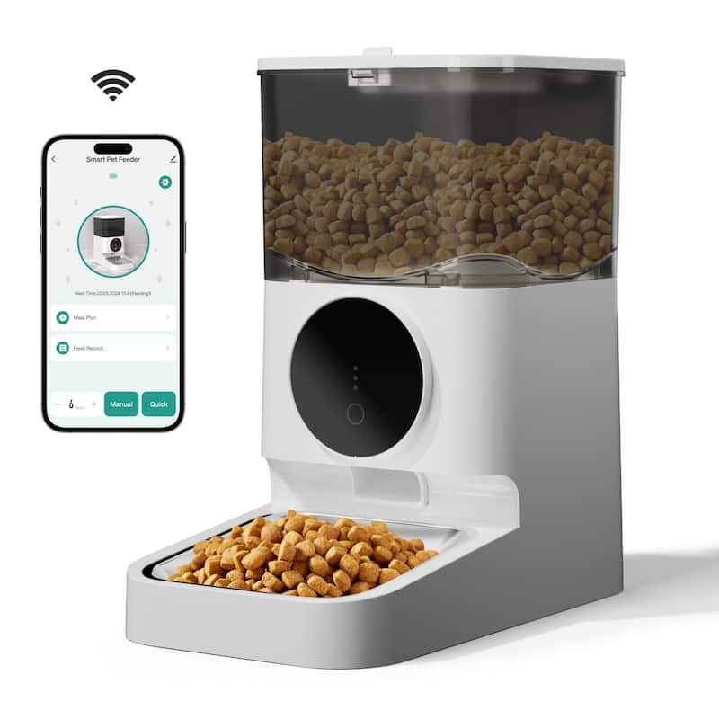 Erommy 4L Automatic Cat Feeder with APP Control and Stainless Steel Bowl for Cats and Small Dogs - N/A