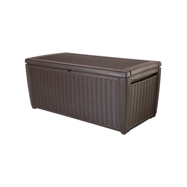 Keter 220941 Sumatra 135 Gallon Outdoor Pool Cushion Storage Deck Box, Brown - 28 x 57 x 25 inches