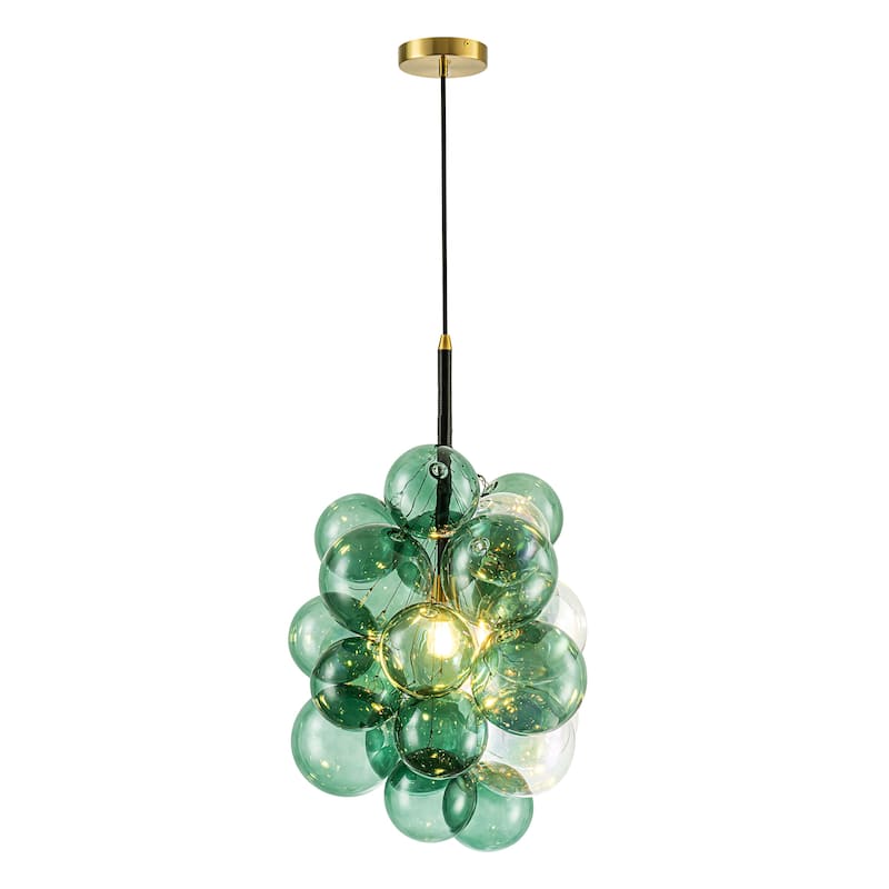 1-Light Modern Glam Cluster Glass Globe Bubble Chandelier for Living Room - 17.7 in. W x 20.4 in. H