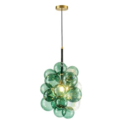1-Light Modern Glam Cluster Glass Globe Bubble Chandelier for Living Room - 17.7 in. W x 20.4 in. H