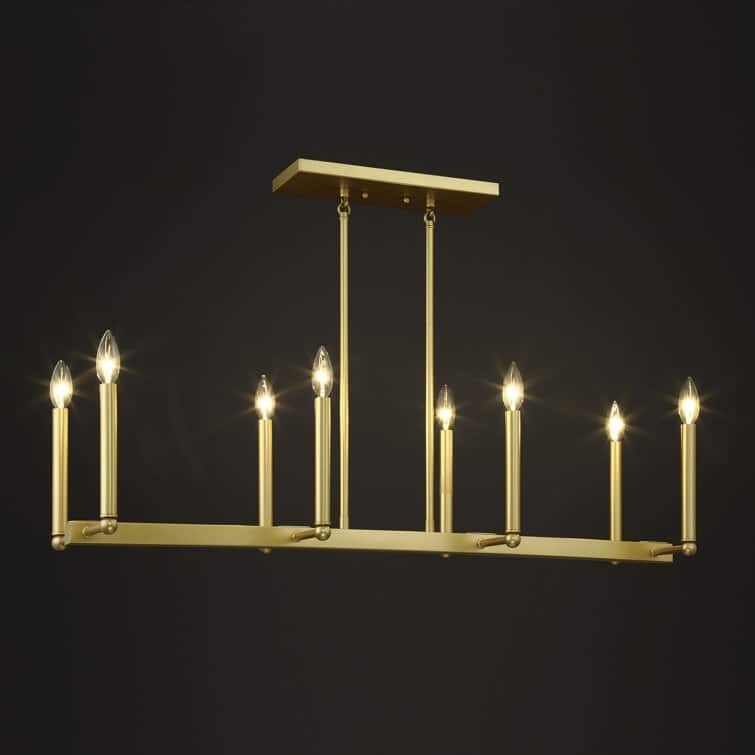 Acroma 8-lights 43.3In Dimmable Modern Gold Linear Chandelier for Dining Room - 43.3 inches