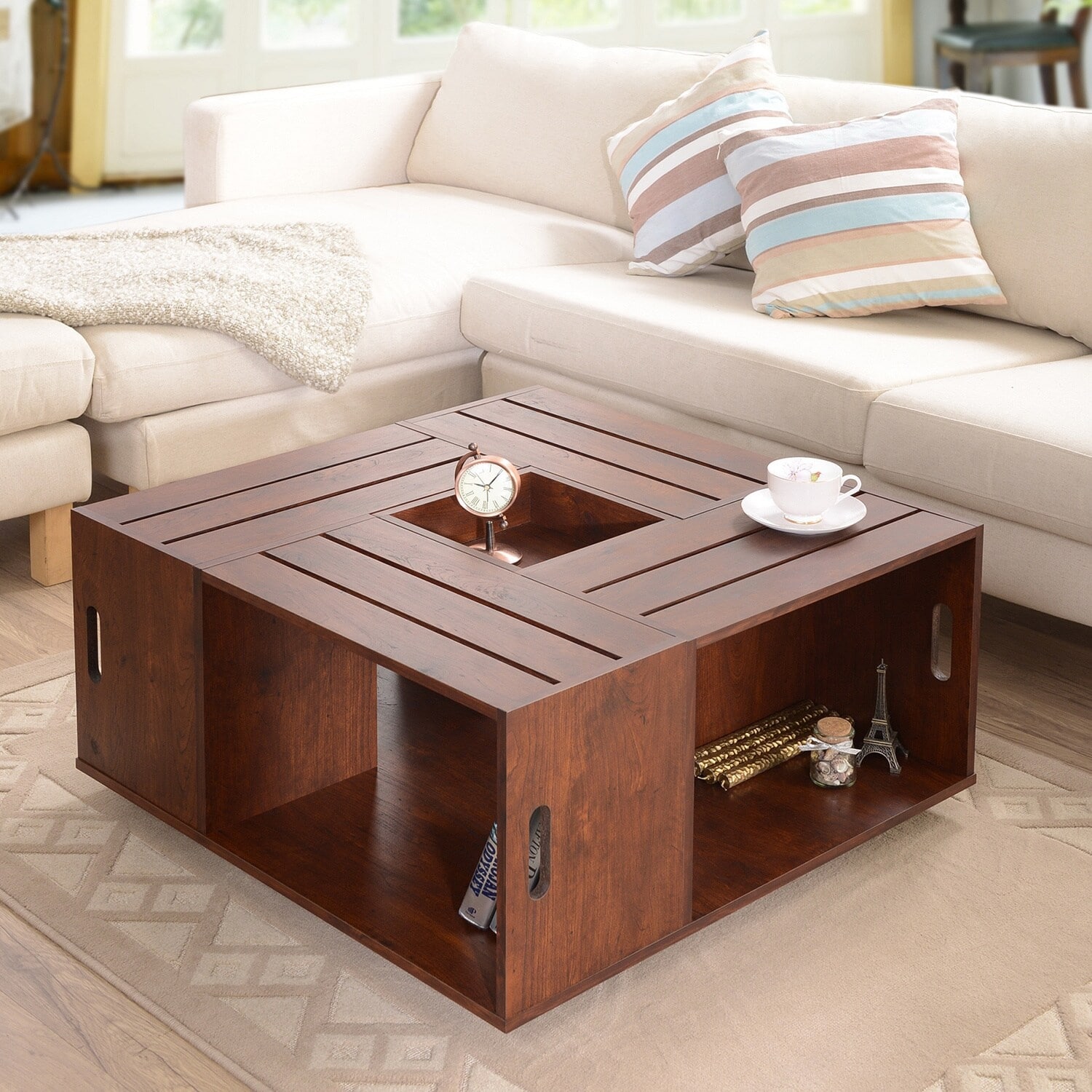 Furniture of America Masa Contemporary 32-inch Multi-Storage Mobile Coffee Table