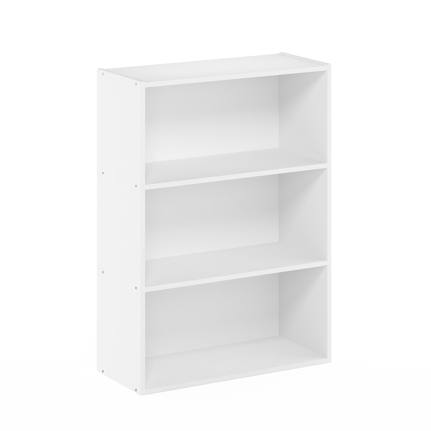 31.5 in. Tall White Wood 3-Shelf Bookcase