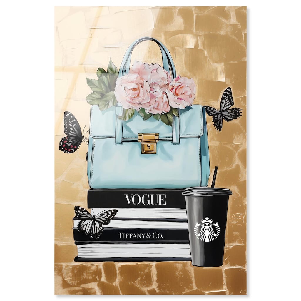 Golden Era of Glam Books Acrylic by Art Remedy, Ready to Hang