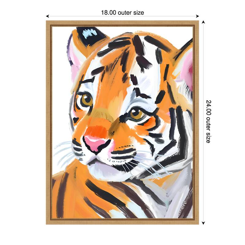 Tiger by Ohkimiko Framed Canvas Wall Art - 18 x 24 in