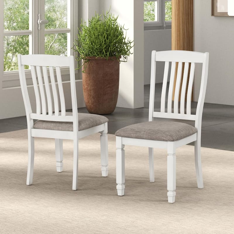 Farmhouse Rustic White Finish Slat Back Side Chairs