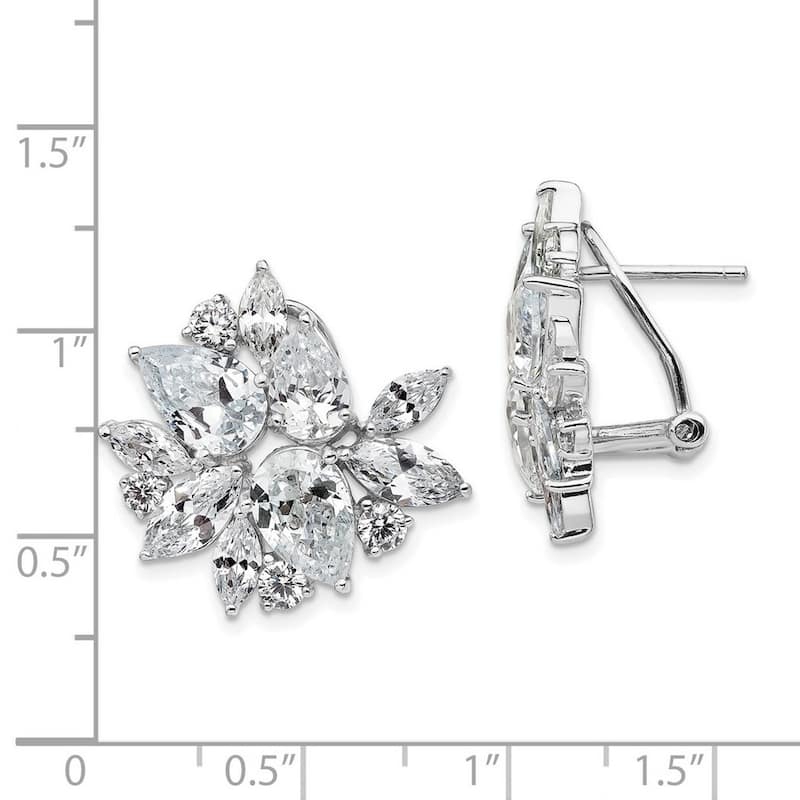 Curata Cheryl M 925 Sterling Silver CZ Cubic Zirconia Omega Back Earrings - 11.75x23.5mm Wide