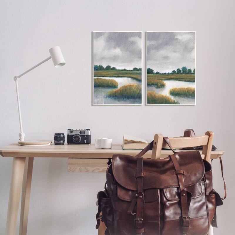 Stupell Grassy Rural Marshland Landscape 2 Piece Set Wall Plaque, Design By Tim OToole