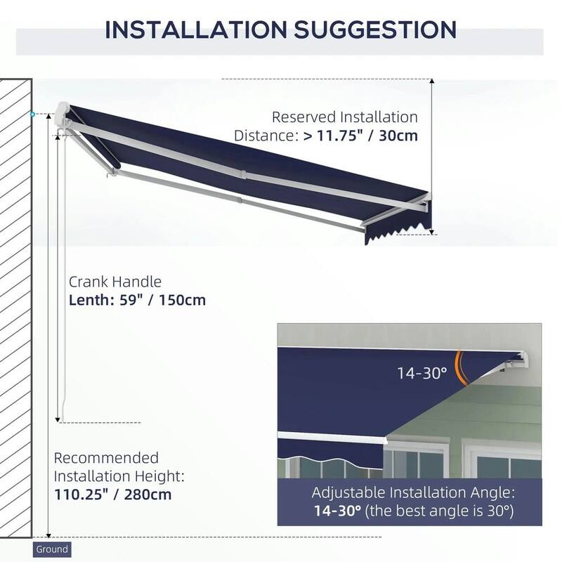 10'x8' Electric Retractable Awning,Remote Controller and Manual Crank