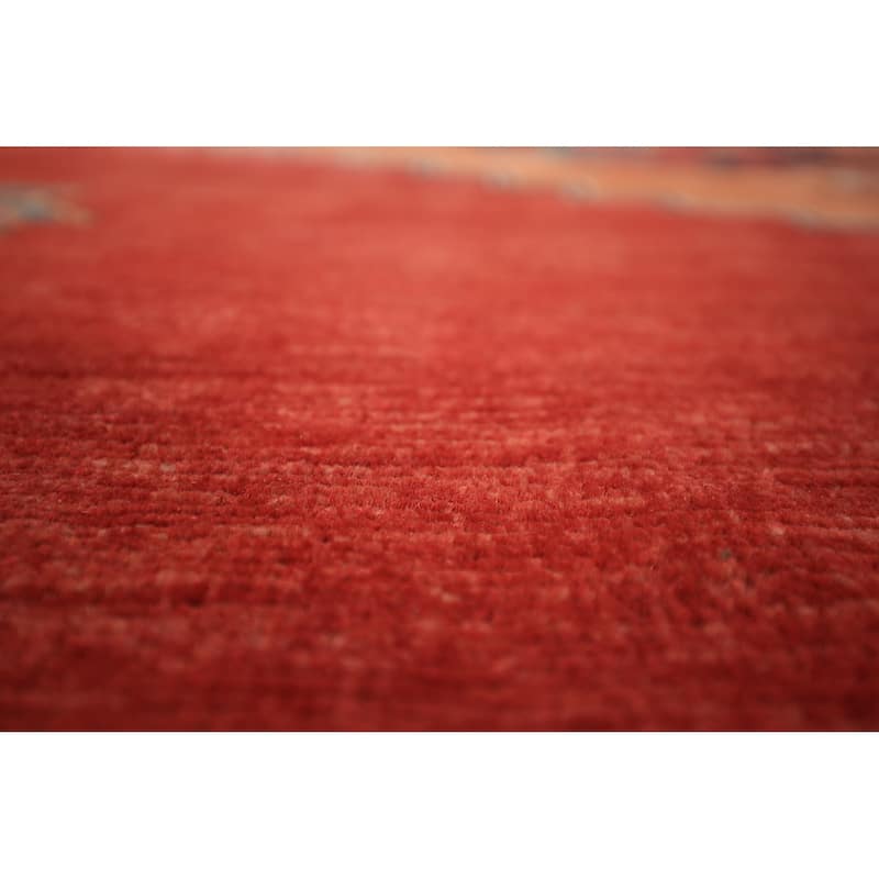 Geometric Heriz Serapi Vegetable Dye Area Rug Hand-Knotted Wool Carpet - 8'11" x 11'11"