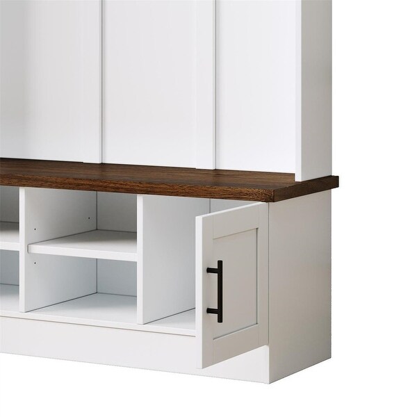 Farmhouse 3-in-1 Hall Tree with Adjustable Shelves, Versatile Coat