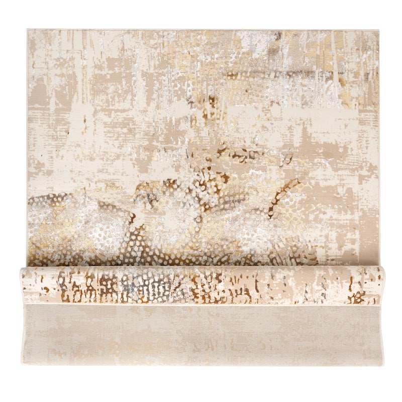 London Collection Cream/ Brown Abstract Area Rug