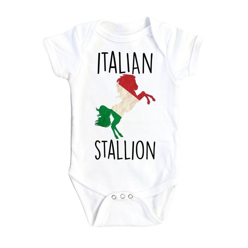 Italian Stallion - Baby Boy Girl Clothes Infant Bodysuit Funny Cute Newborn - White - 6-9M
