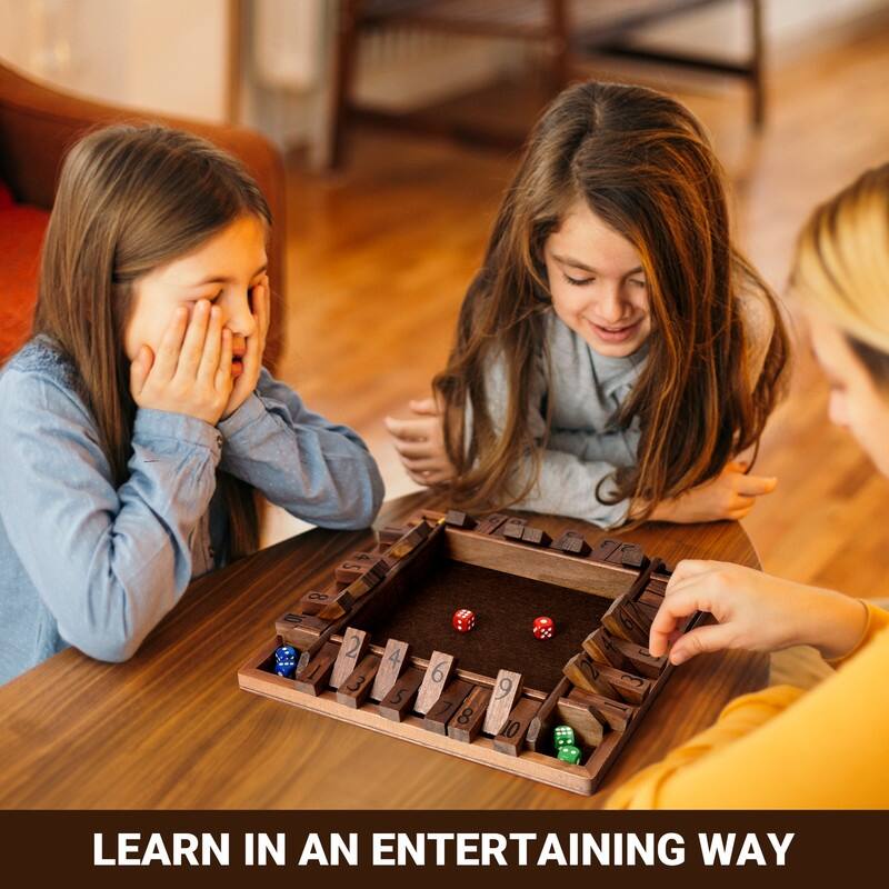 Shut The Box Dice Board Game (2-4 Players) for Kids & Adults