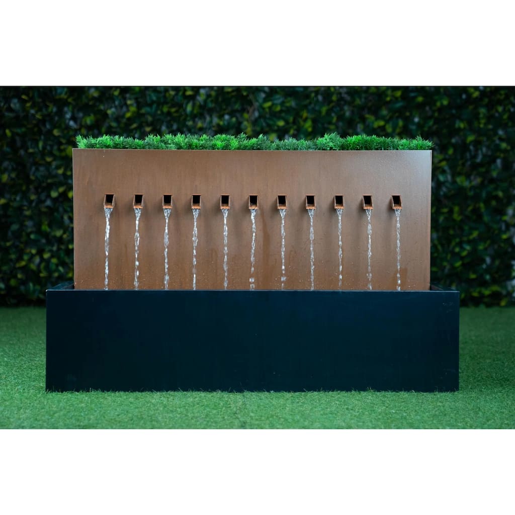 LED Lighted Two-Tone Outdoor Garden Water Fountain with Planter - 39.25"