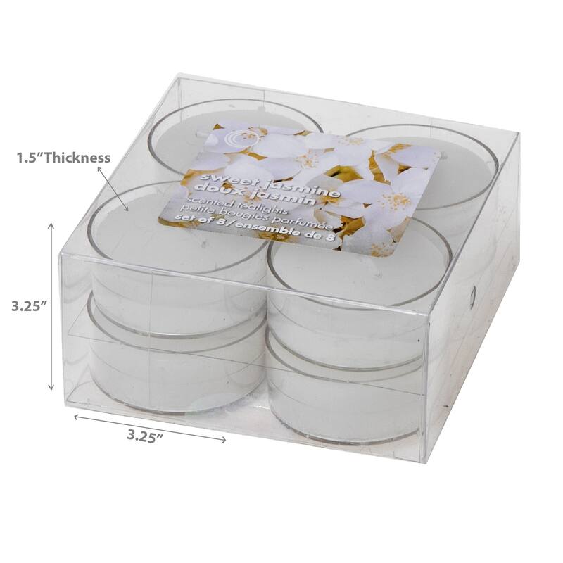 8 Pk Scented Tealights Sweet Jasmine - Set of 4 - N/A