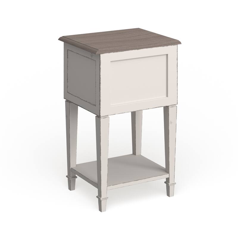 The Gray Barn Heart and Soil Weathered Oak and White Wash Distressed Finish Wood Nightstand
