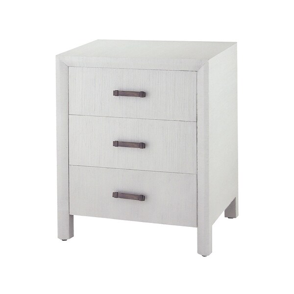 30" White Solid Wood Castle Finish Lorne 3-Drawer Side Table - N/A