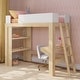 preview thumbnail 1 of 27, Max and Lily Mid-Century Modern Twin Loft Bed with Desk and Bookshelf Blonde/White