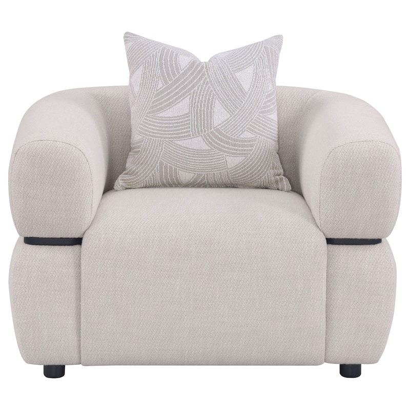Jeanette Fabric Upholstered Round Arm Accent Chair Beige