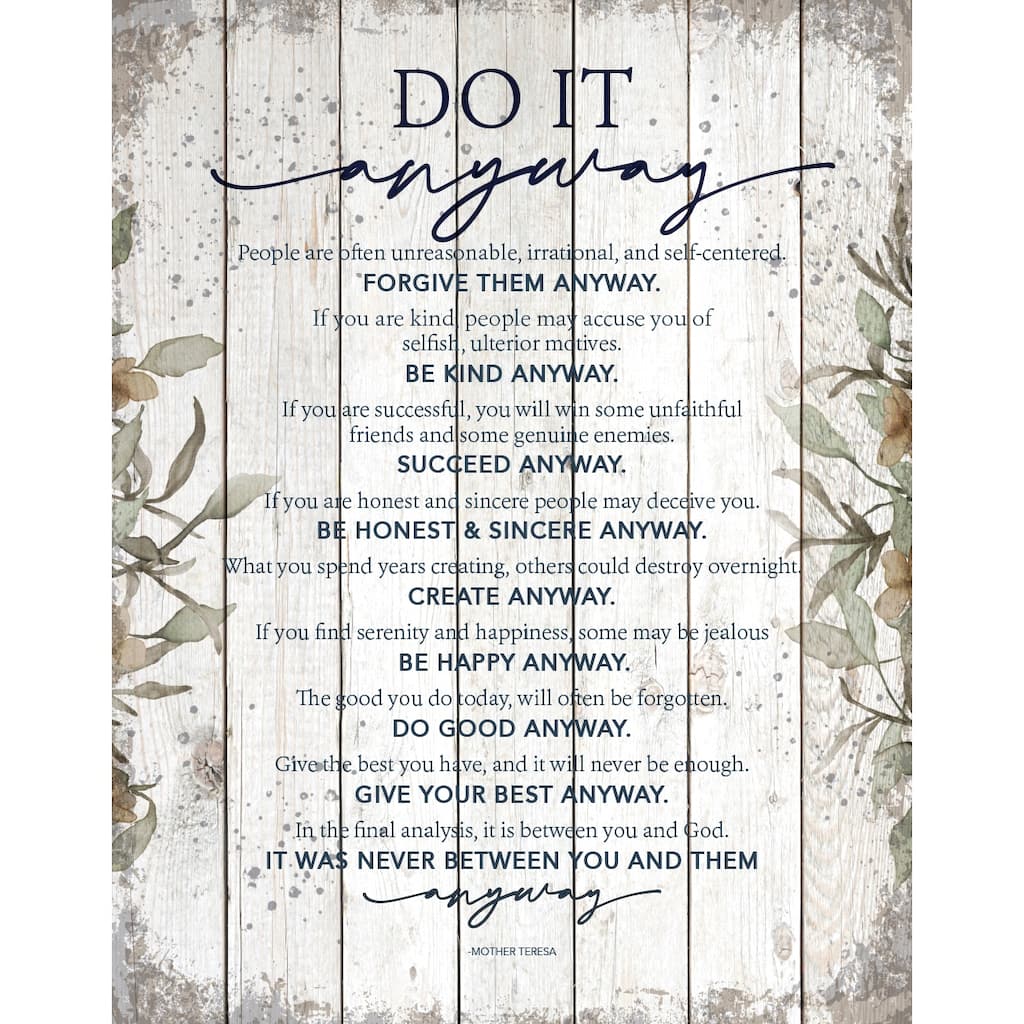 Do It Anyway Wood Plaque 11.75"x15" - White