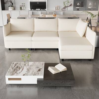 98.5" Customizable 4-Seater Sofa with Storage