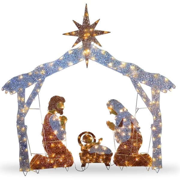 slide 2 of 5, National Tree Company 6 ft. Nativity Christmas Scene with Clear Lights - White