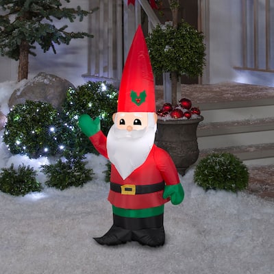 Gemmy Christmas Inflatable Santa Gnome, 4 ft Tall