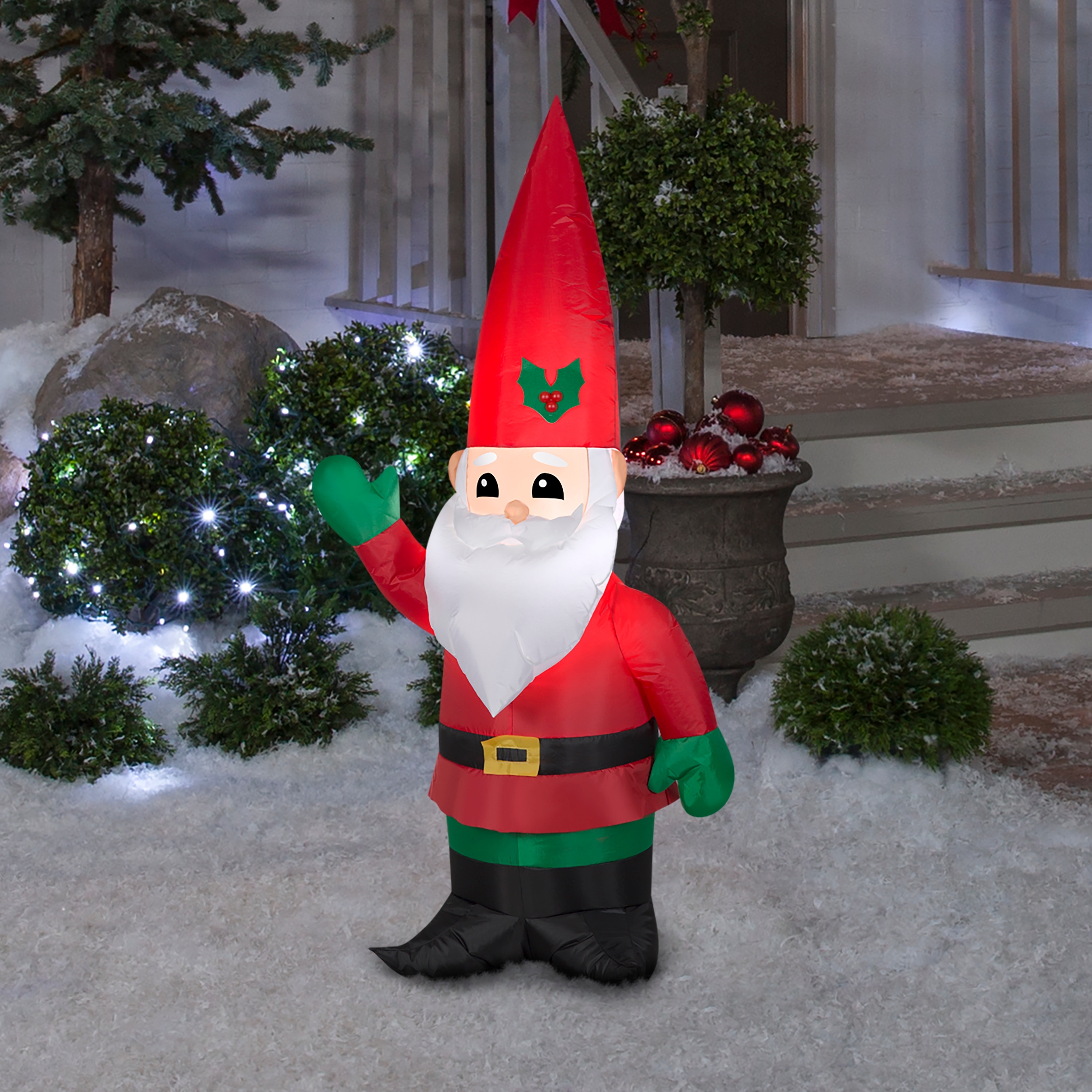 Gemmy Christmas Inflatable Santa Gnome, 4 ft Tall