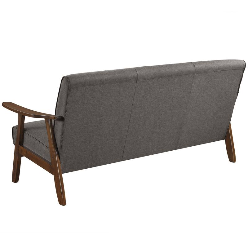 CraftPorch Wenge Wood Mid-Century Modern Linen Sofa