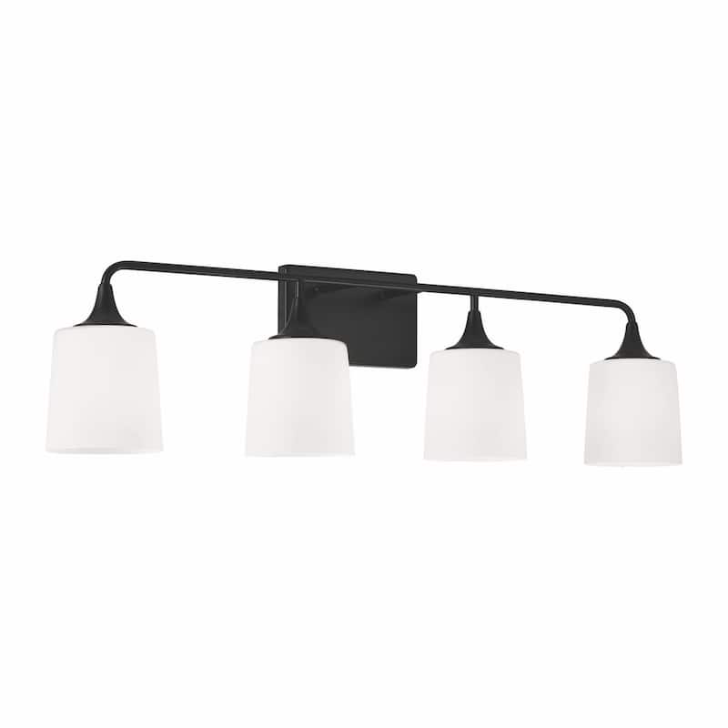 Presley 4-light Bath/ Vanity Fixture w/ Soft White Glass - Matte Black