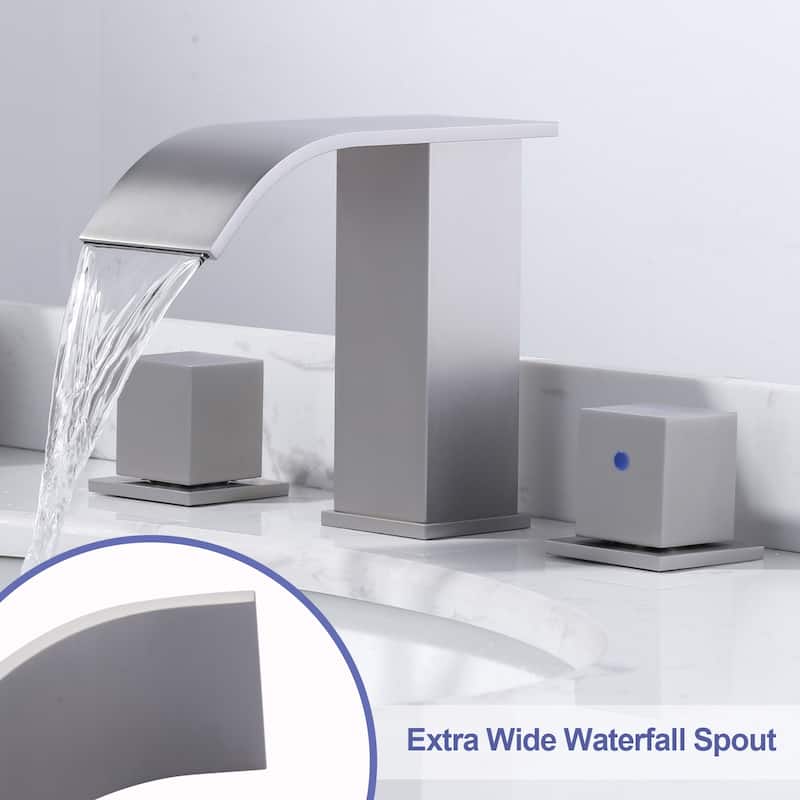 WOWOW 8-inch Two Handle Waterfall Bathroom Faucet