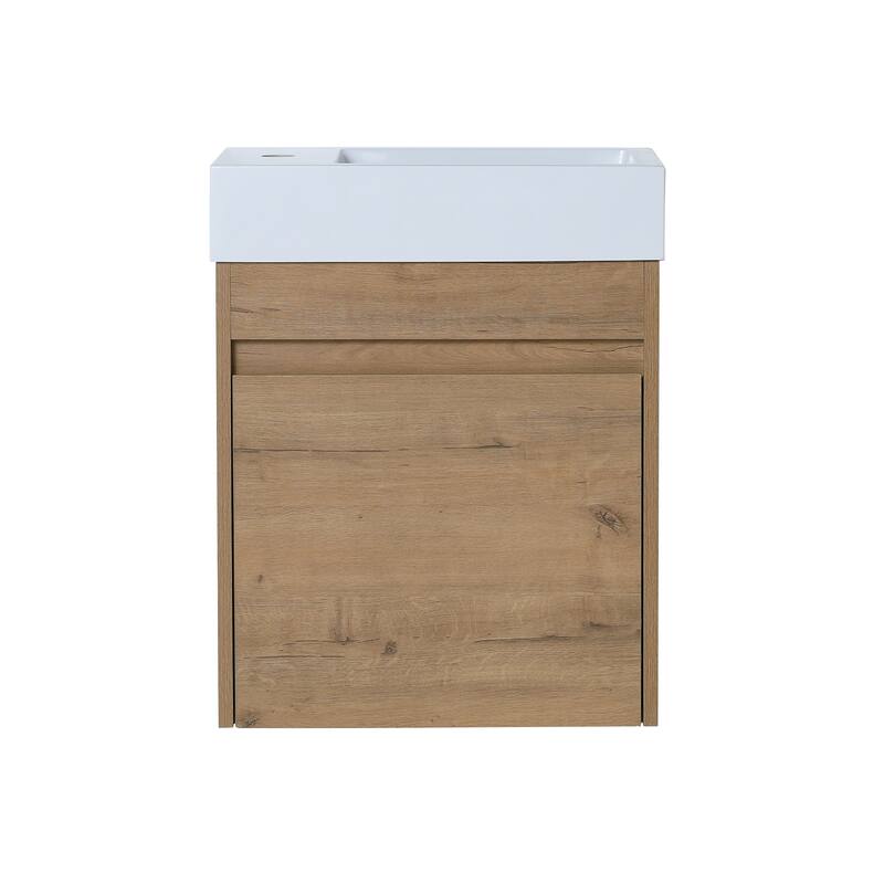 GDFStudio - Ellis Modern 18" Floating Wall-Mounted Bathroom Vanity with White Resin Sink