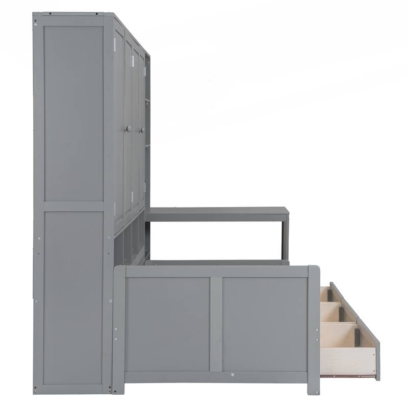 Versatile Wooden Daybed with Integrated Storage and Workspace for All Ages