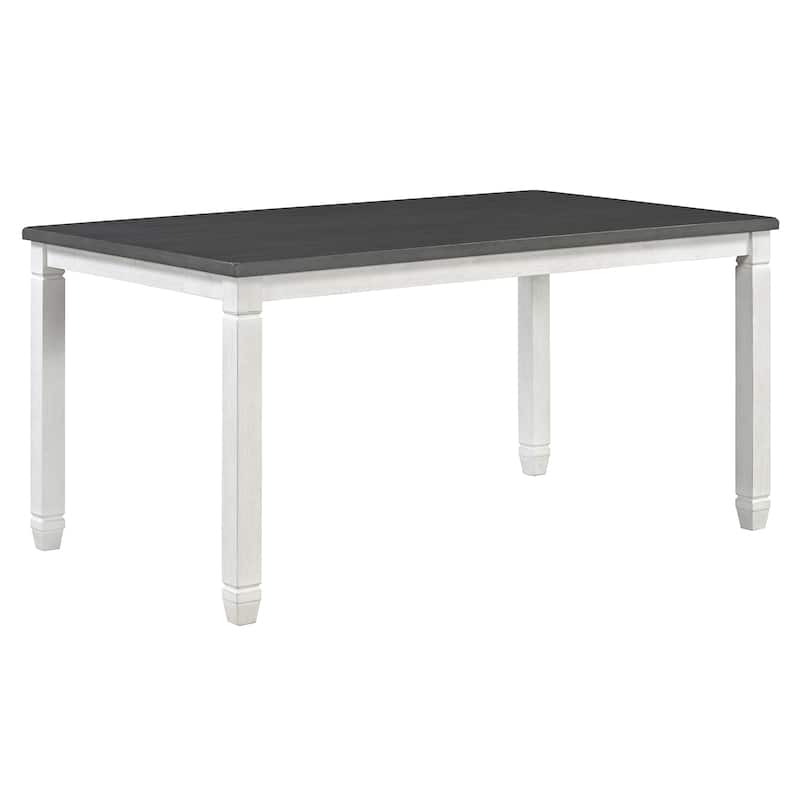 7 Piece Dining Table Set, Wooden Kitchen Furniture Set with Rectangle Table and 6 Upholstered Chairs with Shaped Legs