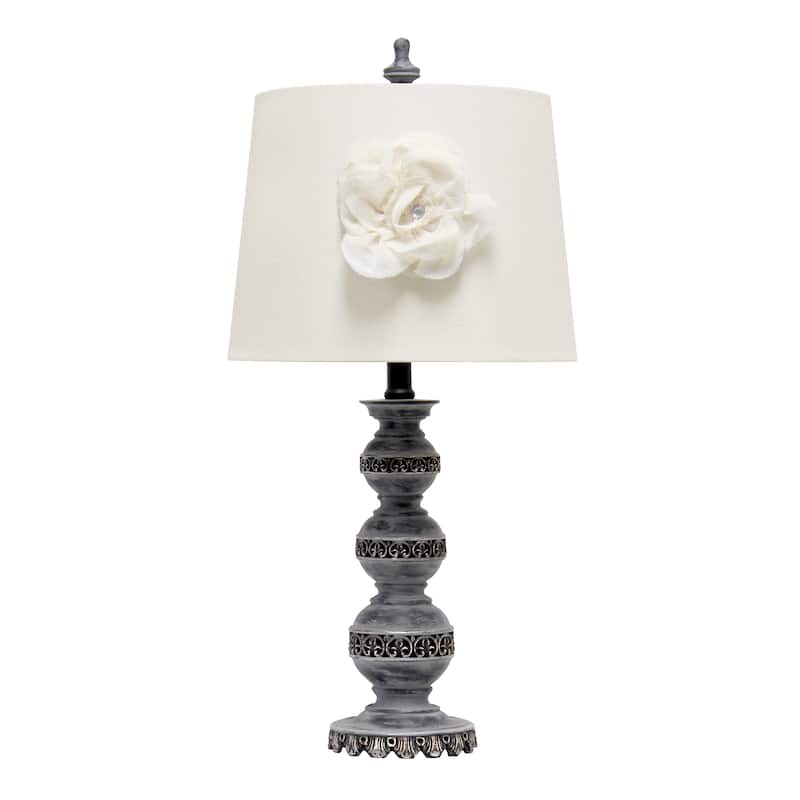 Lalia Home 25" Elegant Embellished Table Lamp with Flower Adornment - 25 - Aged Bronze
