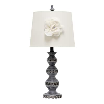 Lalia Home 25" Elegant Embellished Table Lamp with Flower Adornment - 25