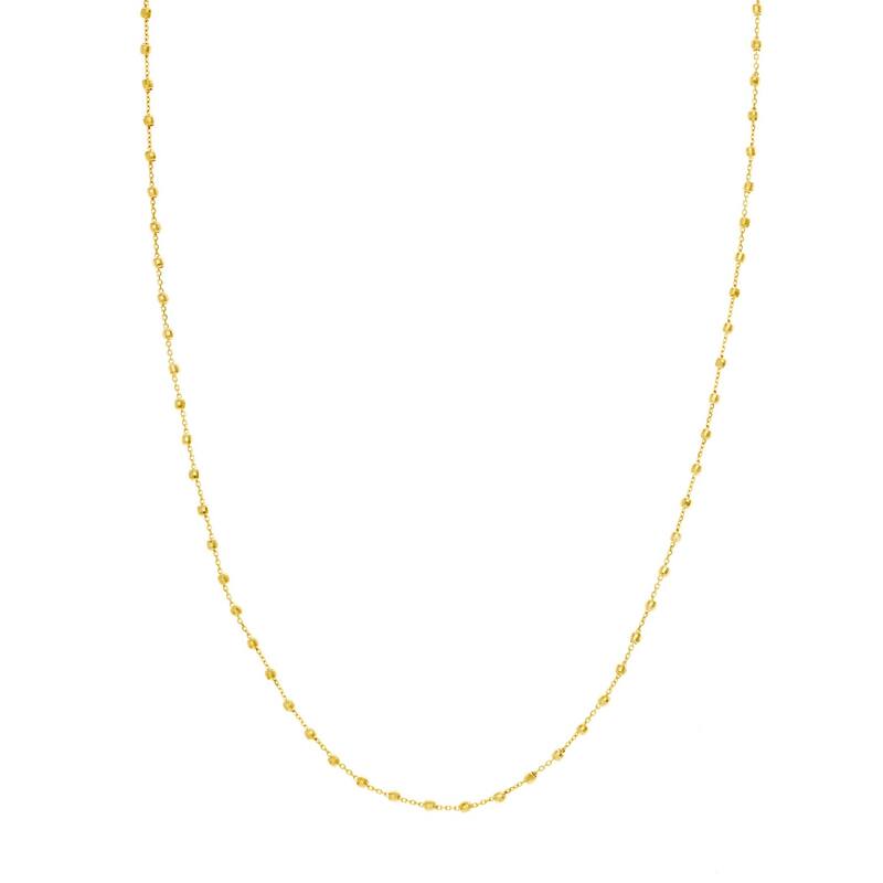 Curata 14k Yellow Gold 2.5mm Diamond Cut Bead Stations Chain Necklace