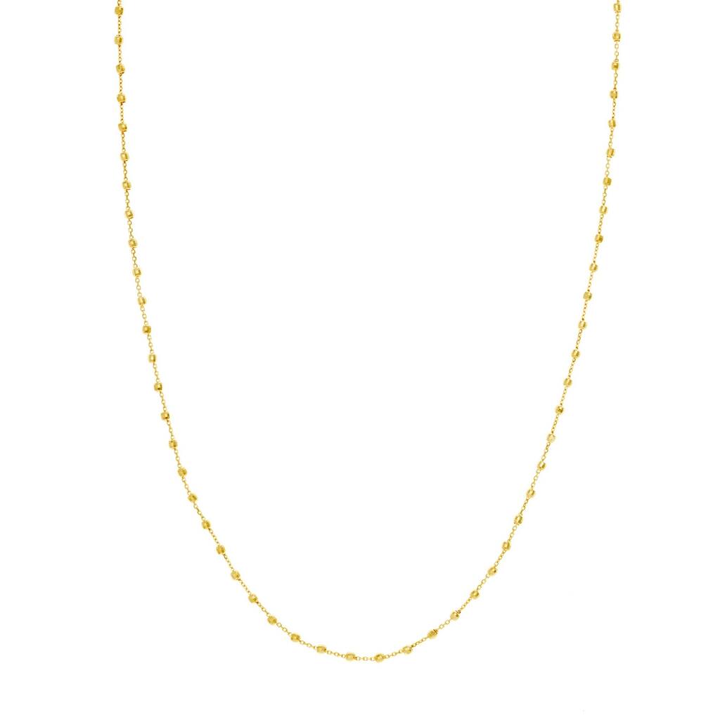 Curata 14k Yellow Gold 2.5mm Diamond Cut Bead Stations Chain Necklace