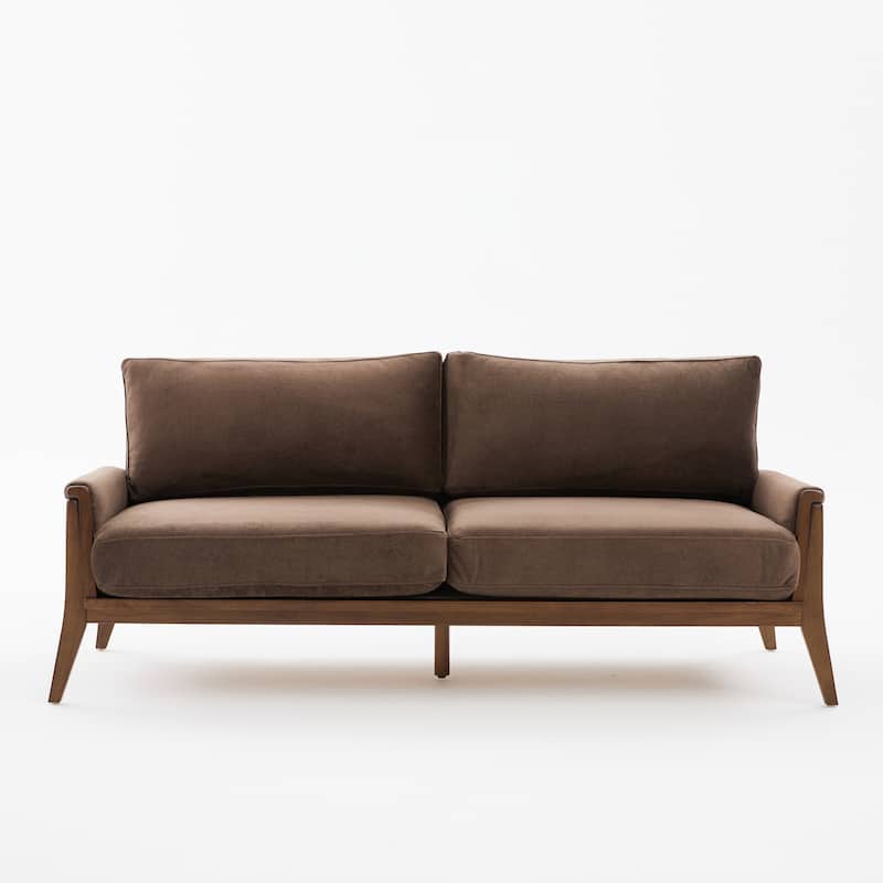 Christopher Knight Home - Mid-Century Modern 3-Seater 74" Upholstered Sofa with Solid Wood Frame