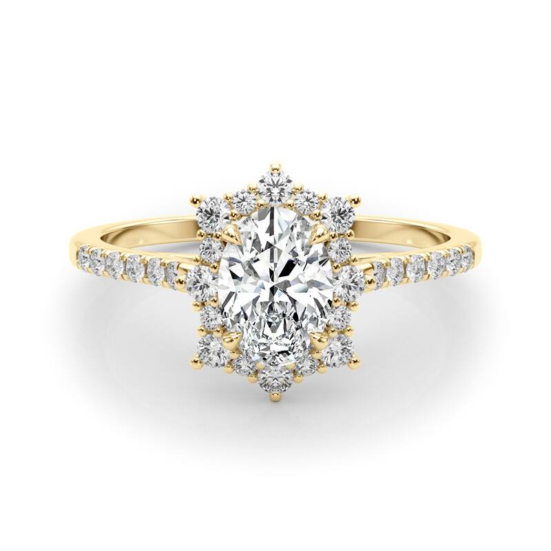 Auriya 14k Yellow Gold Lab Grown Oval Diamond Halo Engagement Ring 0.50 to 5.00 ct. tw. (F-G VS)