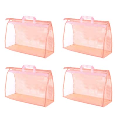 Handbag Dust Bags, 4 Pack Clear Purse Storage Organizer XL Size, Pink